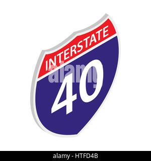 Interstate 40 sign icon, isometric 3d style Stock Vector