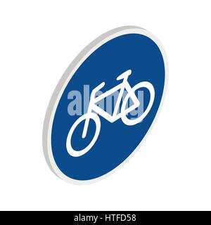 Blue bicycle sign icon, isometric 3d style Stock Vector