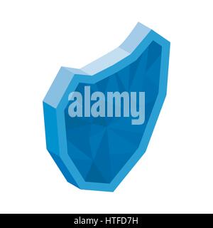 Blue glass shield icon, isometric 3d style Stock Vector