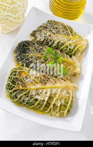 Vegetarian stuffed savoy cabbage rolls filled with wholegrain rice Stock Photo: 88550089  Alamy