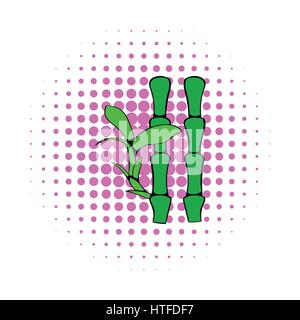 Green bamboo stem icon, comics style Stock Vector