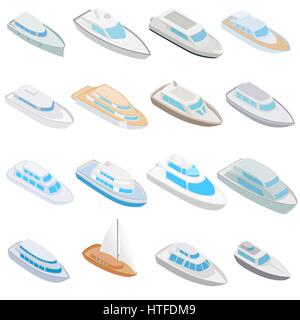 Yacht icons set, isometric 3d style Stock Vector
