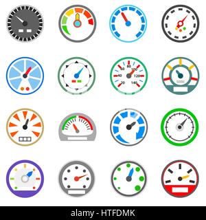 Speedometer icons set, simple style Stock Vector