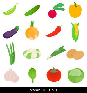 Vegetables icons set, isometric 3d style Stock Vector