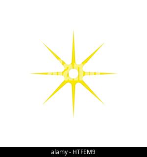 Gold eight pointed star icon, cartoon style Stock Vector