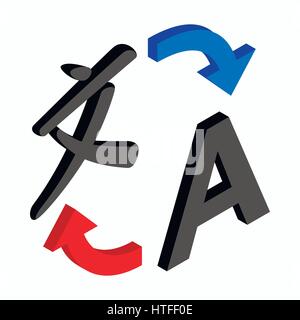 Translating concept icon, isometric 3d style Stock Vector