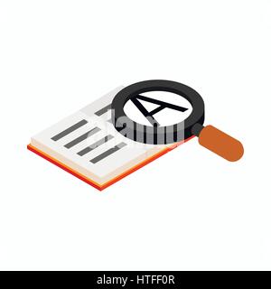 Magnifying glass and book icon, isometric 3d style Stock Vector