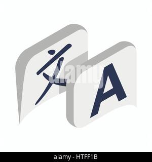 Translate button icon, isometric 3d style Stock Vector