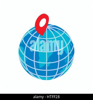 Globe and map pointer icon, isometric 3d style Stock Vector