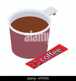 Cup of coffee icon, isometric 3d style Stock Vector