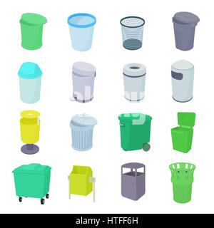 Trash bin set icons Stock Vector