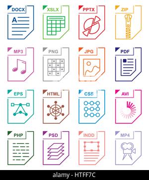 File format set icons Stock Vector