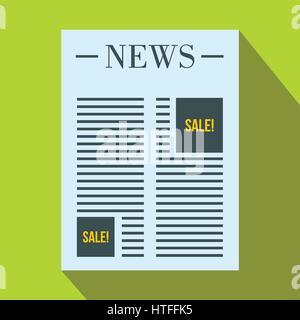 Newspaper with space for ad icon, flat style Stock Vector