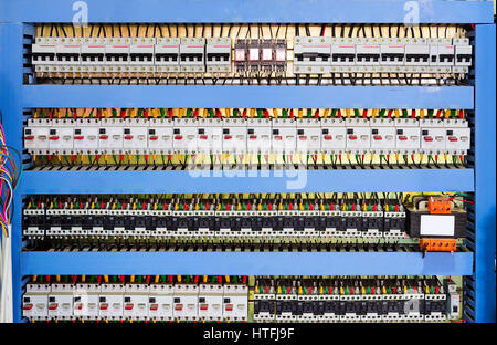 Factory floor, automated machinery control room. Stock Photo