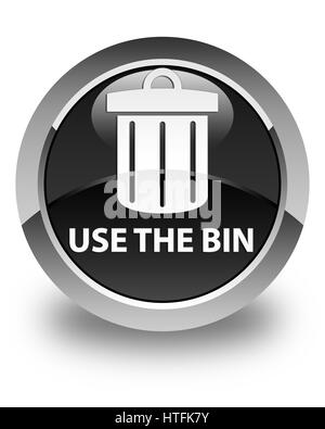 Use the bin (trash icon) isolated on glossy black round button abstract illustration Stock Photo