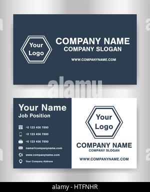 simple dark blue theme business name card template vector Stock Vector