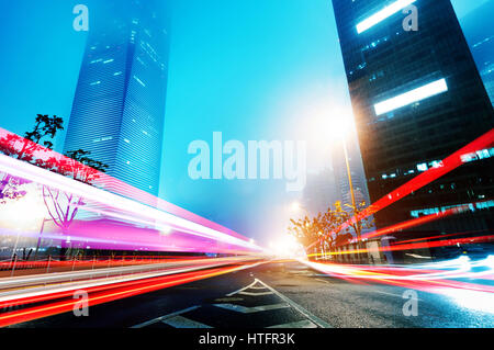 Air pollution caused by haze, China Shanghai city at night. Stock Photo