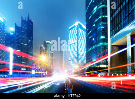 Air pollution caused by haze, China Shanghai city at night. Stock Photo