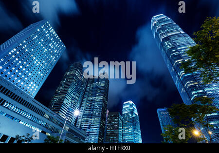 Hong Kong night, the city's modern high-rise. Stock Photo