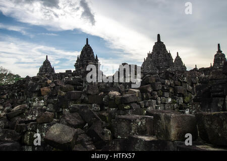 Sewu Mahayana Buddhist temple complex located near Prambanan in Central Java, Indonesia Stock Photo