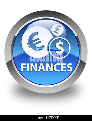 Finances (euro sign) isolated on glossy blue round button abstract illustration Stock Photo