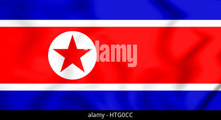 3D Flag of the North Korea. 3D Illustration. Stock Photo