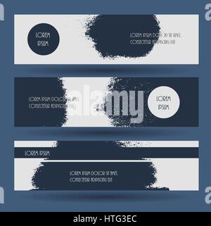Creative grunge blue texture banner. Vector illustration. Abstract grungy decorative textured header horizontal layout with copy-space. Rough old styl Stock Vector