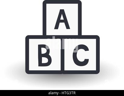 Toy cubes with alphabet. Learning ABCs icon Stock Vector