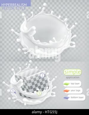 Milk splash. Hyperrealism vector style simple application Stock Vector
