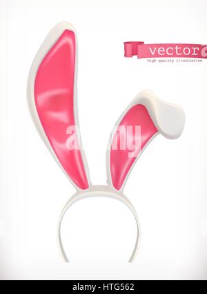 Rabbit ears. Easter bunny 3d vector icon Stock Vector