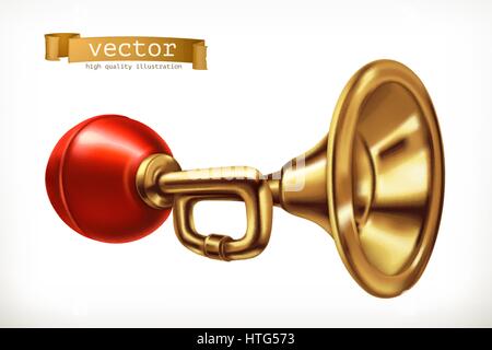 Vehicle horn. 3d vector icon Stock Vector