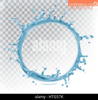 Water splash with transparency. Hyperrealism vector style Stock Vector