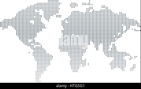 Isolated black color worldmap of dots on white background, earth vector ...