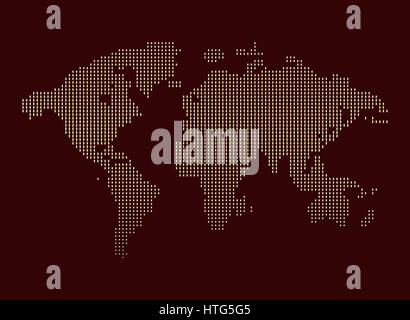 Isolated brown color worldmap of dots on white background, earth vector illustration. Stock Vector