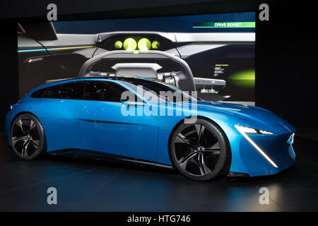 GENEVA, SWITZERLAND - MARCH 8, 2017: Peugeot Instinct autonomous concept car presented at the 87th Geneva International Motor Show. Stock Photo