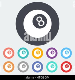 Billiard ball. Single flat icon on the circle. Vector illustration. Stock Vector