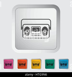 Boombox. Single flat icon on the button. Vector illustration. Stock Vector