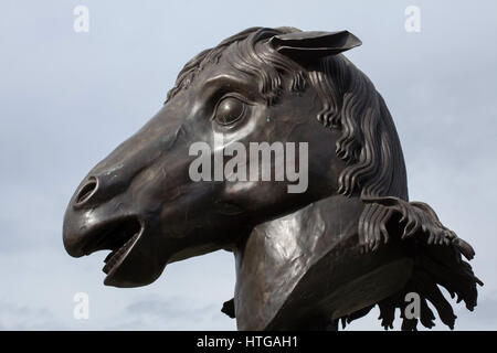 Horse. Circle of Animals (Zodiac Heads) by Chinese contemporary artist Ai Weiwei (2010) on display in the Belvedere gardens in Vienna, Austria. Stock Photo