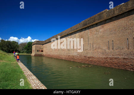 Moat and wall of Fort Pulaski National Monument Stock Photo