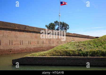 Moat and wall of Fort Pulaski National Monument Stock Photo