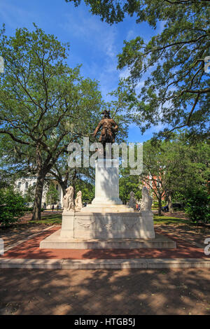 James Oglethorpe monument, Chippewa Square, downtown Savannah. Georgia, founder of colony of Georgia, designed by Daniel Chester French Stock Photo