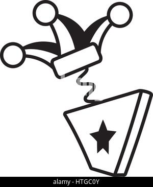 surprise box hat jester april fools line Stock Vector