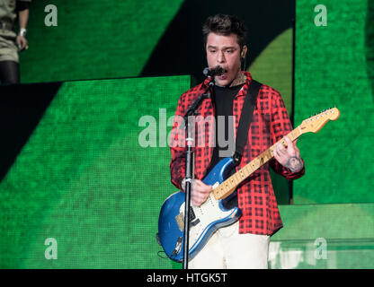 Turin, Italy. 11th March, 2017. J-ax and Fedez performing on Turin at Pala Alpitopur during the 'Comunisti col rolex tour', on march 11th 2017, photos by Credit: Alberto Gandolfo/Alamy Live News Stock Photo