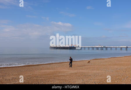 Brighton UK 15th March 2017 - The calm before the storm in Brighton on a beautiful warm sunny Spring morning as Storm Stella approaches and is expected to arrive in Britain on Friday after causing blizzard conditions on the east coast of America in the last few days  Credit: Simon Dack/Alamy Live News Stock Photo