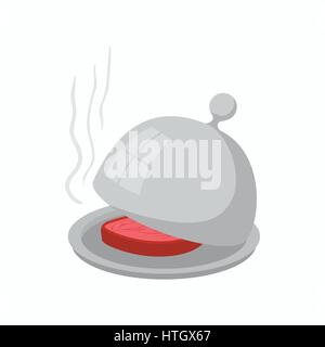 Dish with lid icon, cartoon style Stock Vector