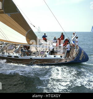 AJAXNETPHOTO. 1989. SOLENT, ENGLAND. - FASTNET RACE YACHT - THE U.S. MAXI YACHT NIRVANA ON THE FIRST LEG OF THE RACE TO FASTNET ROCK.  PHOTO:JONATHAN EASTLAND/AJAX  REF:890553 Stock Photo