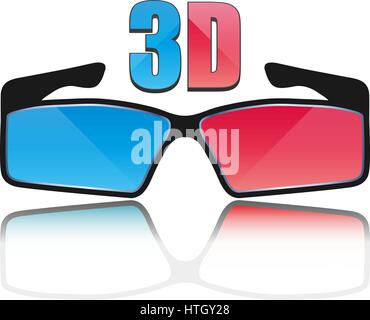 Color flat icon 3D glasses with mirror images, vector illustration Stock Vector