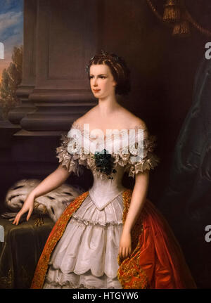 Sisi, portrait. Empress Elisabeth of Austria (1837-1898), known as Sisi, wife of Emperor Franz Joseph I. Painting by Franz Schrotzberg, oil on canvas, 1856. Stock Photo