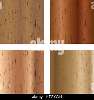 Set of four different colors and patterns on wooden texture, vector illustration Stock Vector
