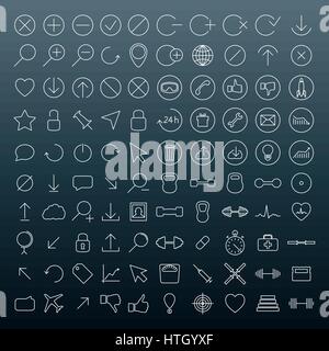 Set of universal web icons of thin lines, vector illustration. Stock Vector